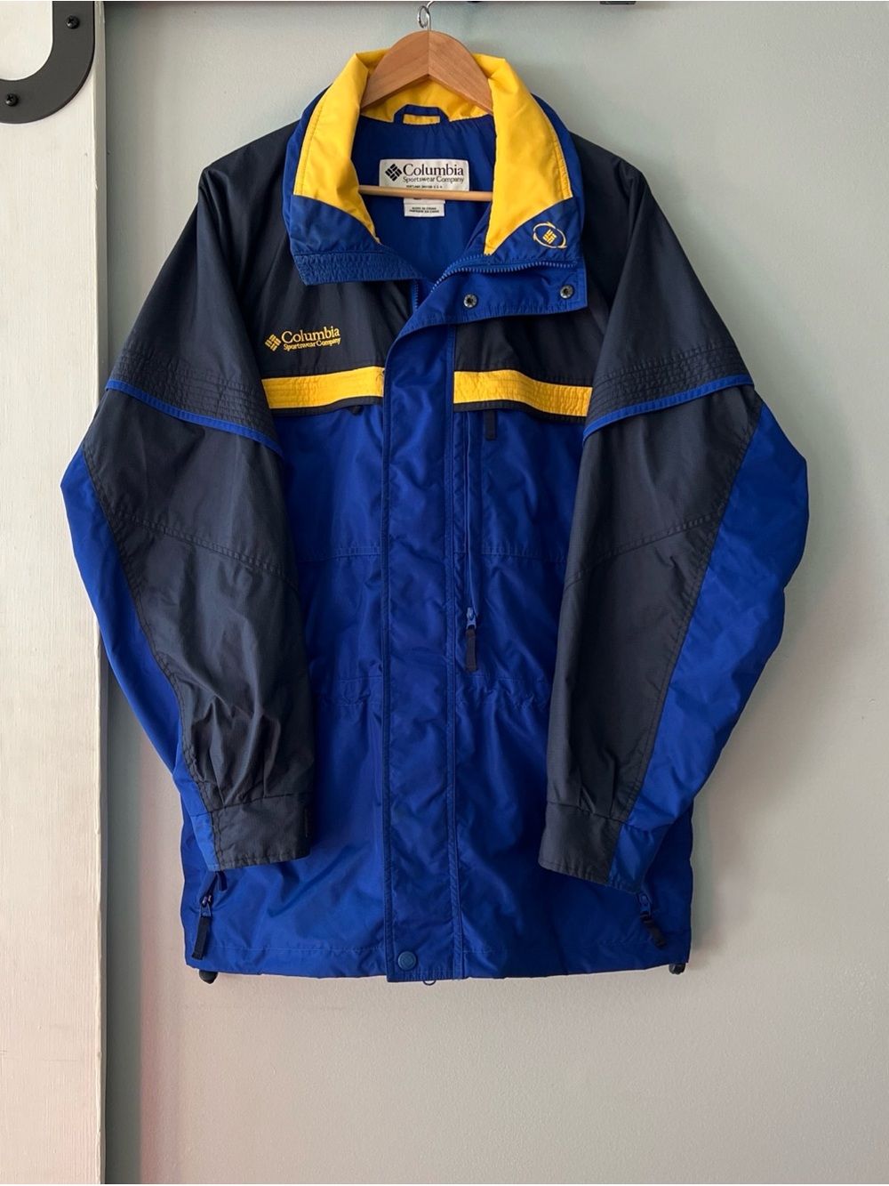 VTG 90s Columbia Gizzmo Interchange Jacket Shell Mens L Blue Colorblock Ski Coat